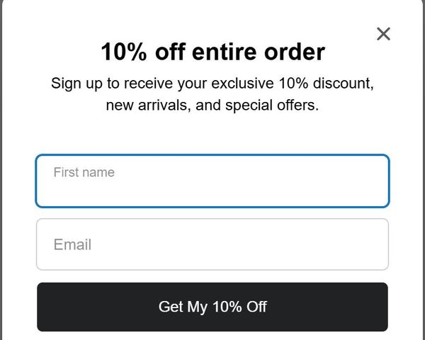 The 10% off sign-up box
